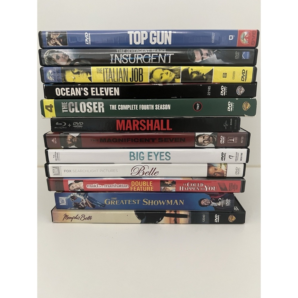 Lot of 12 Dvd Movies Mixed Lot Action Comedy Drama Top Gun Insurgent Big Eyes